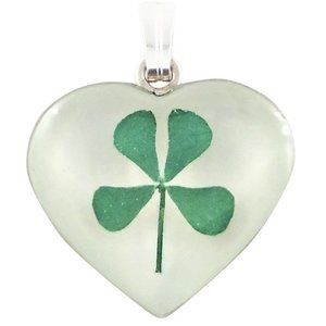 GOOD LUCK 4 Leaf Clover Neclace, Sterling Silver setting and chain, NWT